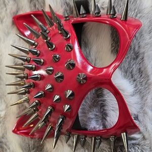 Red Spiked Cat Mask